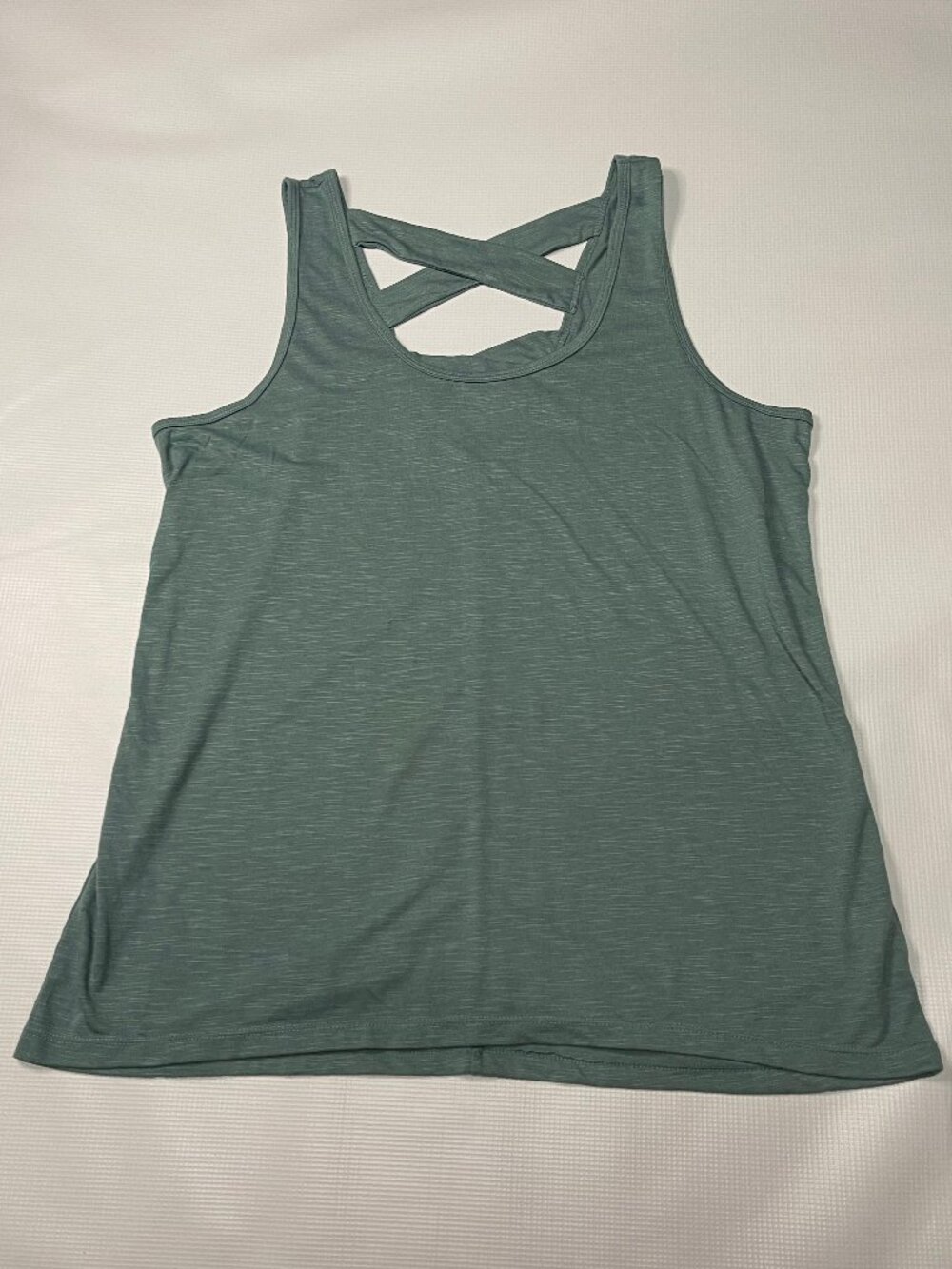 Gaiam Criss Cross Back Tank Top, Army Green, Size XL